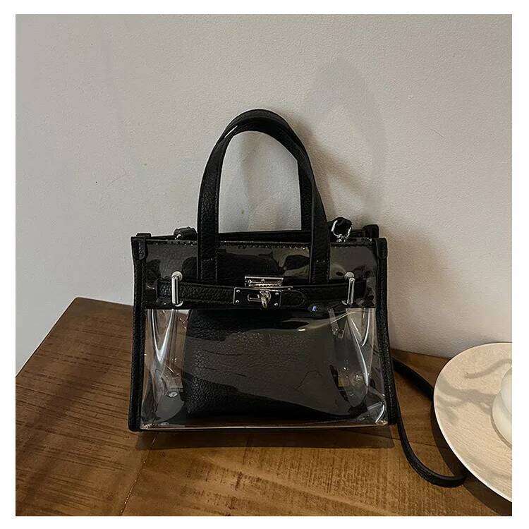 Luxury Handbag Jelly Tote See Through Shoulder Purse For Women Summer Clear Crossbody Bag With Adjustable Strap Handbag