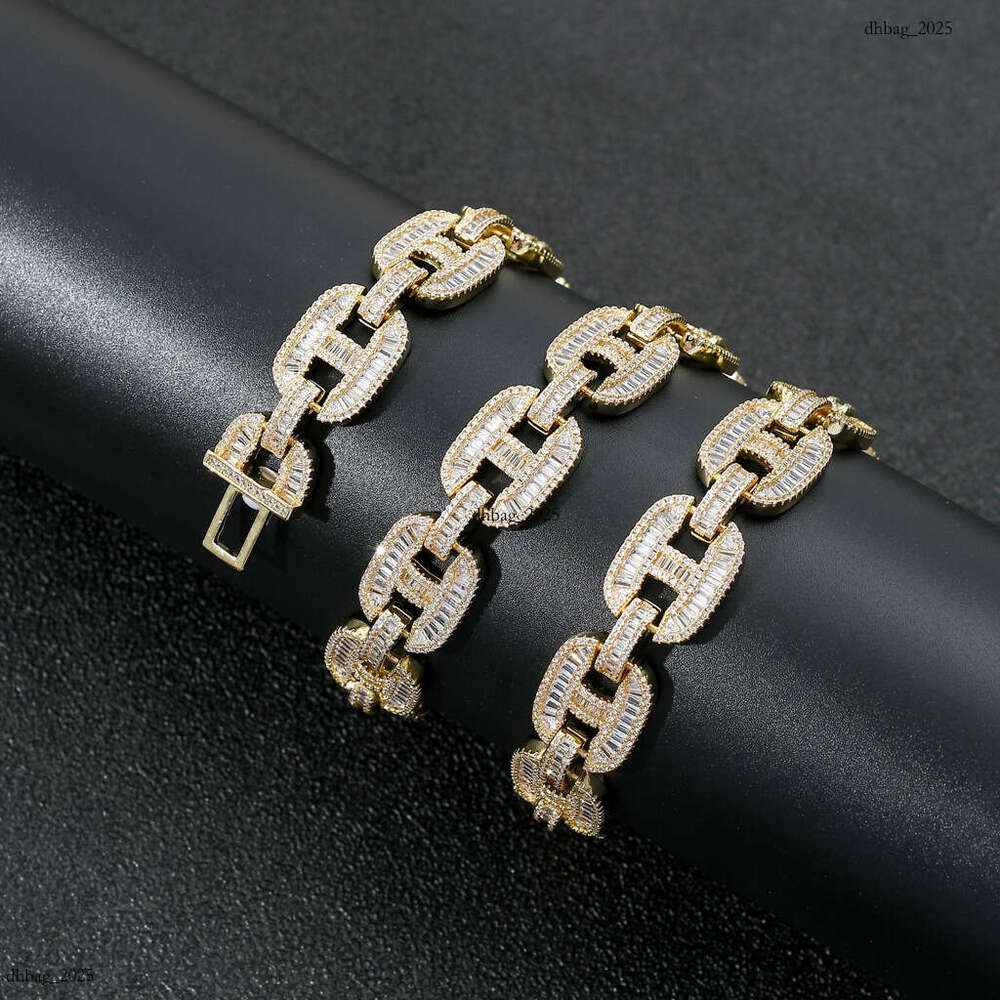 Pig Nose Cuban Chain Micro Paved Square Round Moissanite chain Hip Hop Men's Necklace