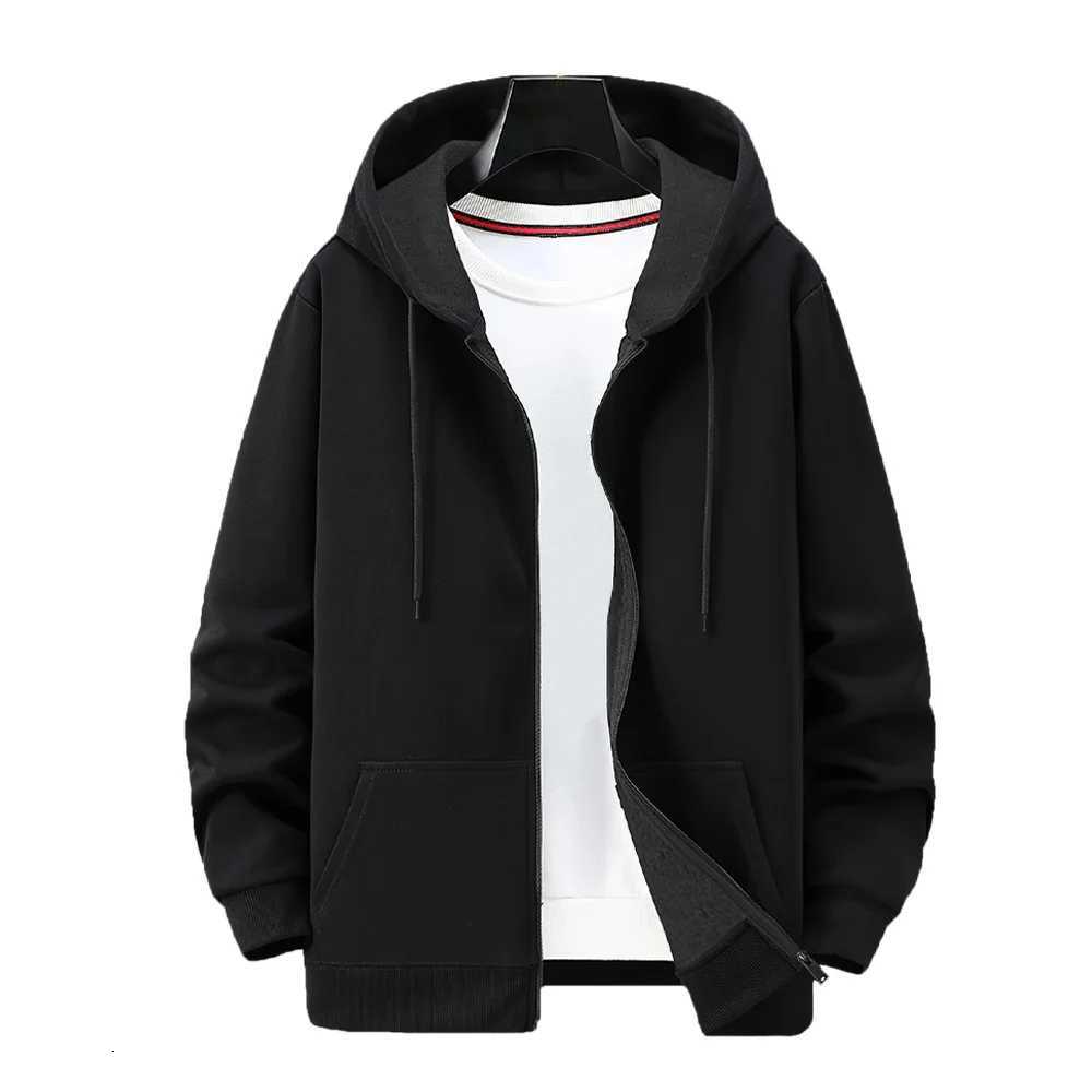 Mens Casual Sports Zipper Hooded Jacket Solid Color Hooded Sweatshirts Mens Cardigan Coat Casual Male Jacket Sportswear W250809