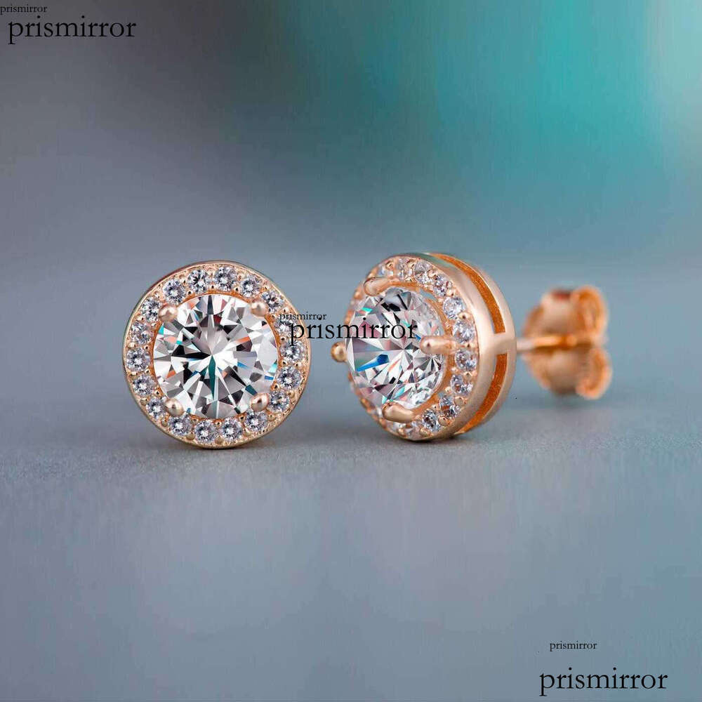 CAOSHI Square Round Cut Inlaid Stone Silver Rose Gold Plated Cubic VVS Moissaniteia Stud Earrings Women 2022