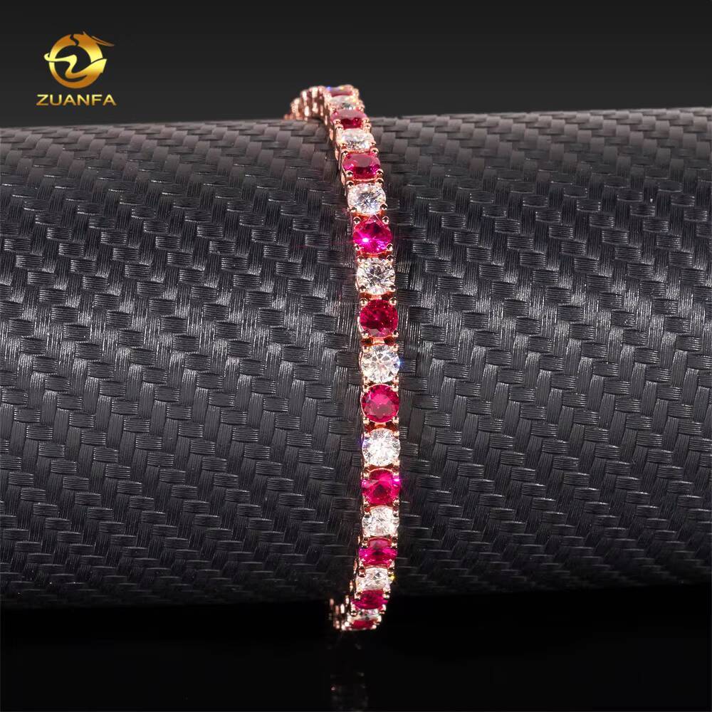 Pass Diamond Tetser 4mm Vvs Moissanite Synthetic Ruby Tennis Necklace 925 Silver Moissanite Tennis Bracelet Fashion Jewelry - view 3
