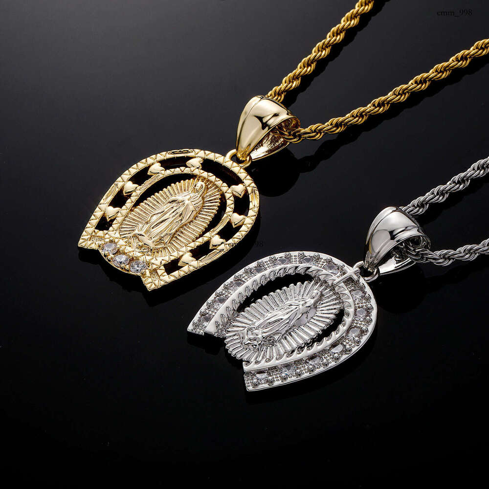 Gold-Plated Buddha Statue Moissanite chain Pendant Guardian God Men's Peace Tag Hip-Hop Trend Solid Necklace