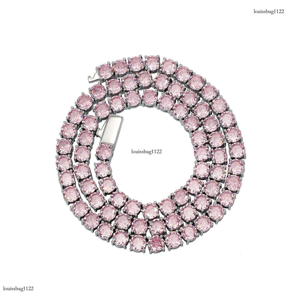 5mm Colorful Moissanite chain Tennis Chain Hip Hop Personality Trendy Full Color Dia Single Row Necklace Women's Bracelet Jewelry