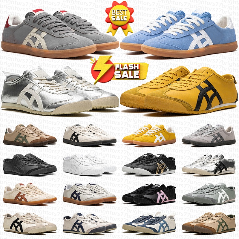 free shipping with box designer tiger sneakers men women mexico 66 running shoes White Blue Gold Birch Black Rust Red Brown Green Oatmeal mens trainers