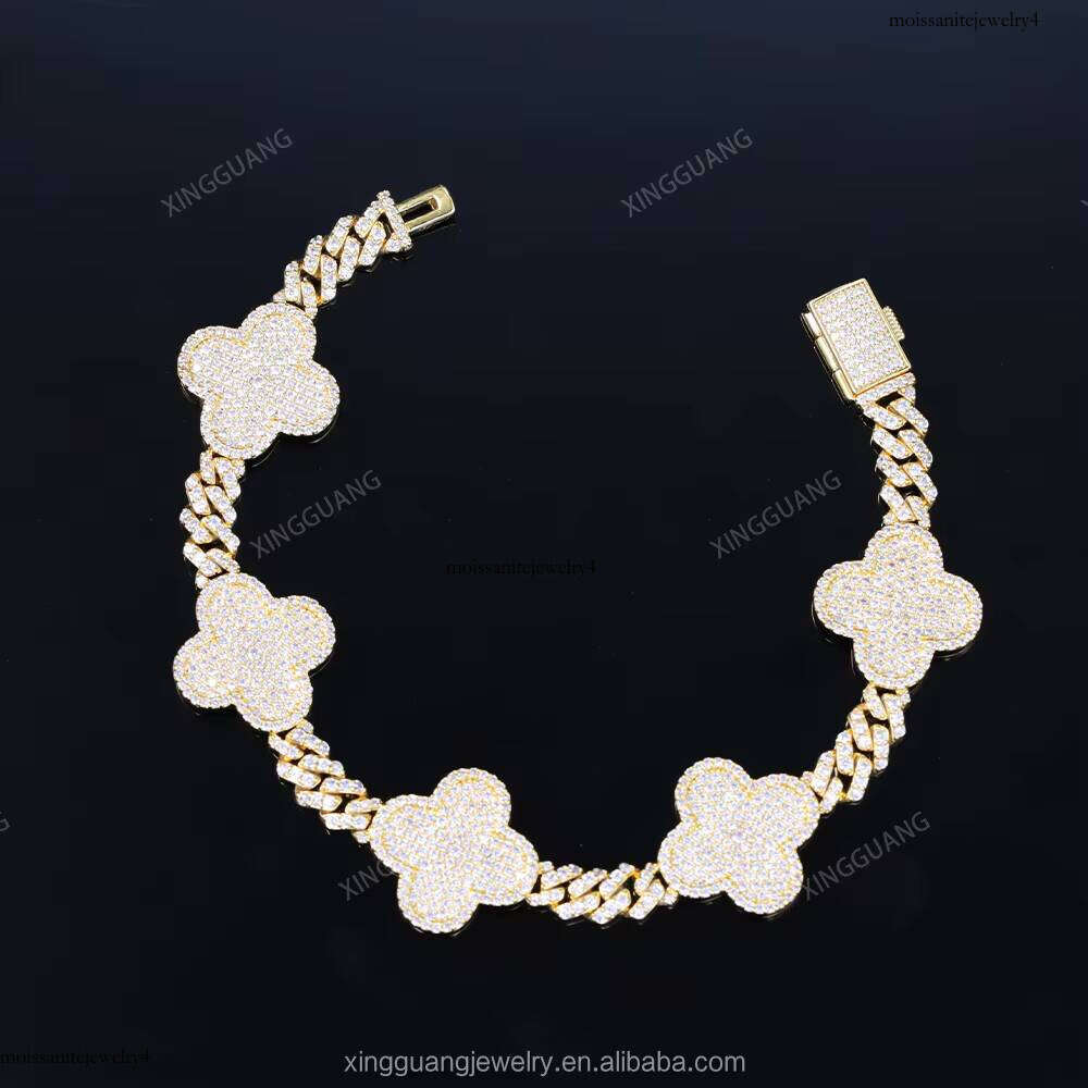 Fashion Jewelry Bracelet SSolid Sier GRA Certificate D/VVS Moissanite Cuban Link Chain Mens Bracelets