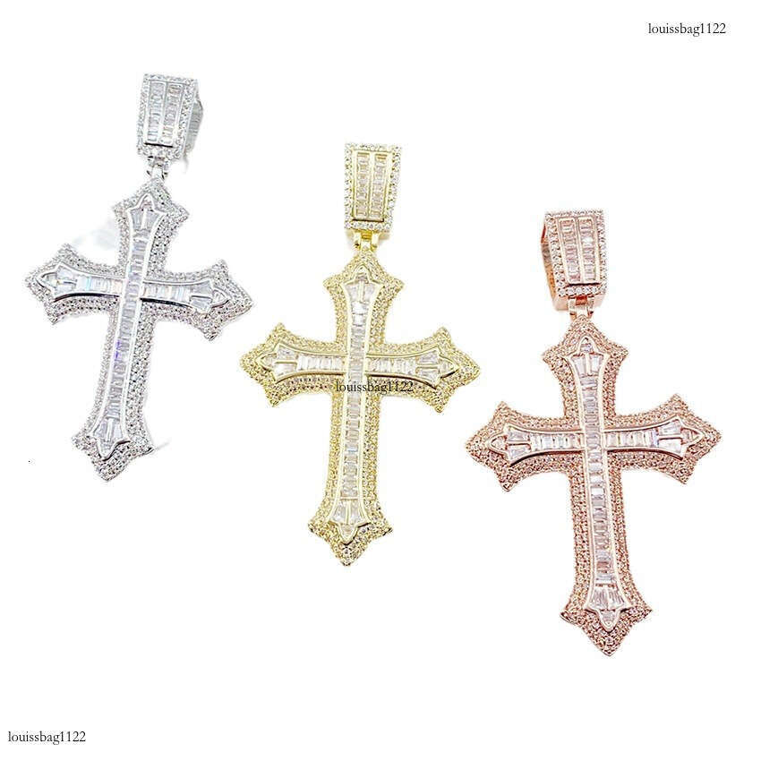 Full Sterling Silver Inlaid Moissanite chain Jewelry Cross Personalized Accessory Necklace Pendant