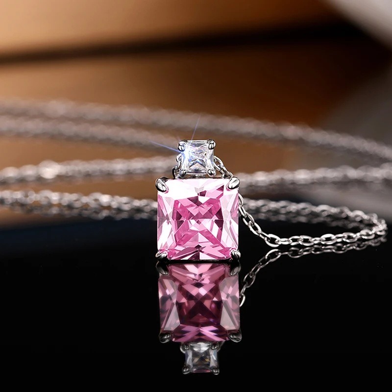 Square Perfume Bottle CZ Diamond Necklace Earrings Charm Designer Jewelry Set Sterling Silver Love Heart Pendant Necklaces for Woman Birthday Gift Fin