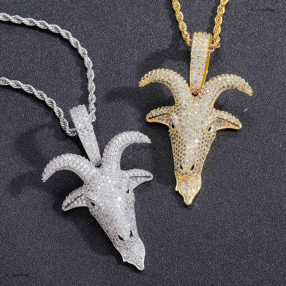 MISA Goat Pendant Micro-Paved Moissanite chain Animal Personality Men's Cool Rap Hip-Hop Necklace Accessory