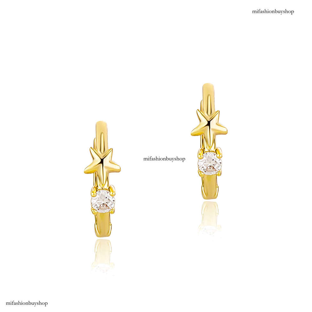 INS Style Single Star Earrings for Men Women, Simple and Elegant Pentagram Stud Earrings, Niche Zircon Inlaid Ear Jewelry