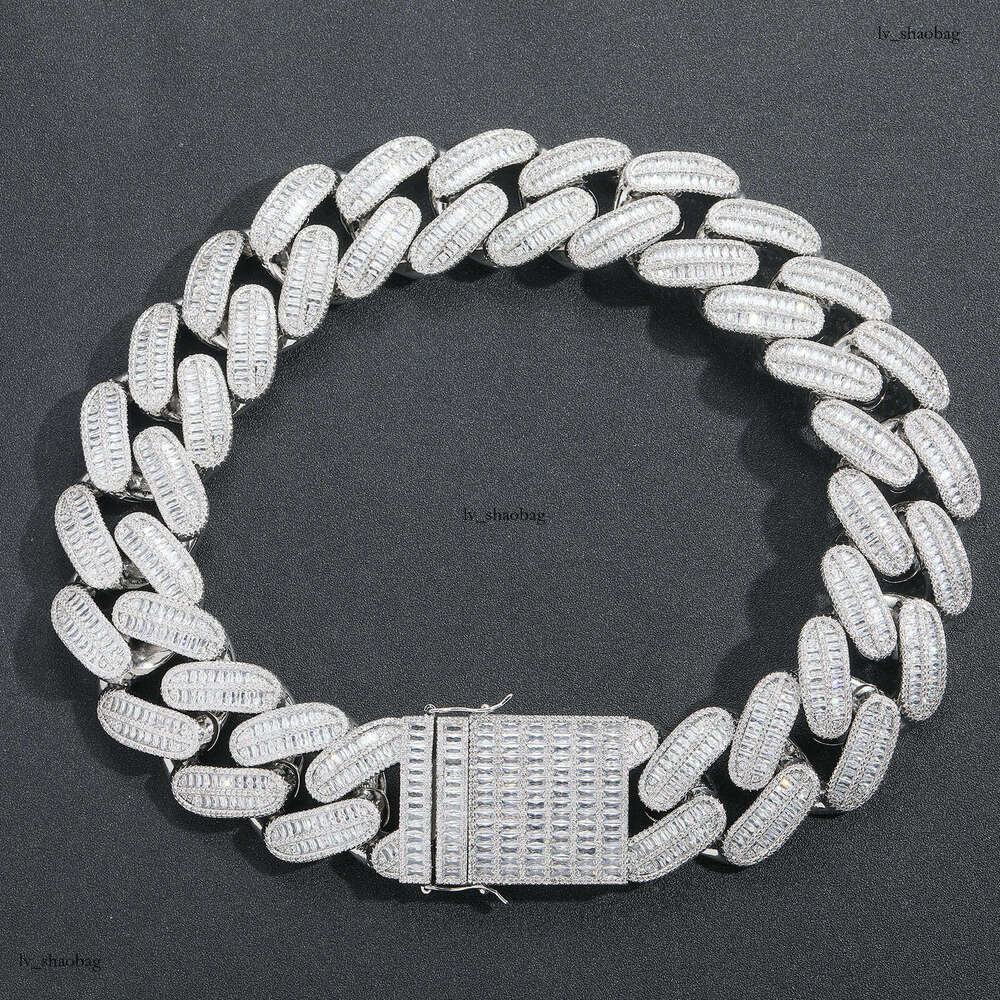 40mm Large Cuban Chain Full T Square Moissanite chain Real Gold Plated Hip Hop Punk Men's Personality Necklace