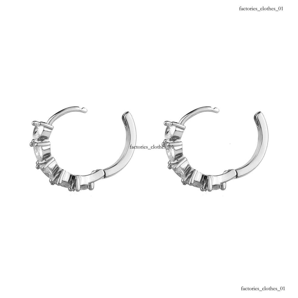 Heart-shaped Hoop Sterling Silver Zircon Bling Unisex Personality Fashion Hip-hop Earrings