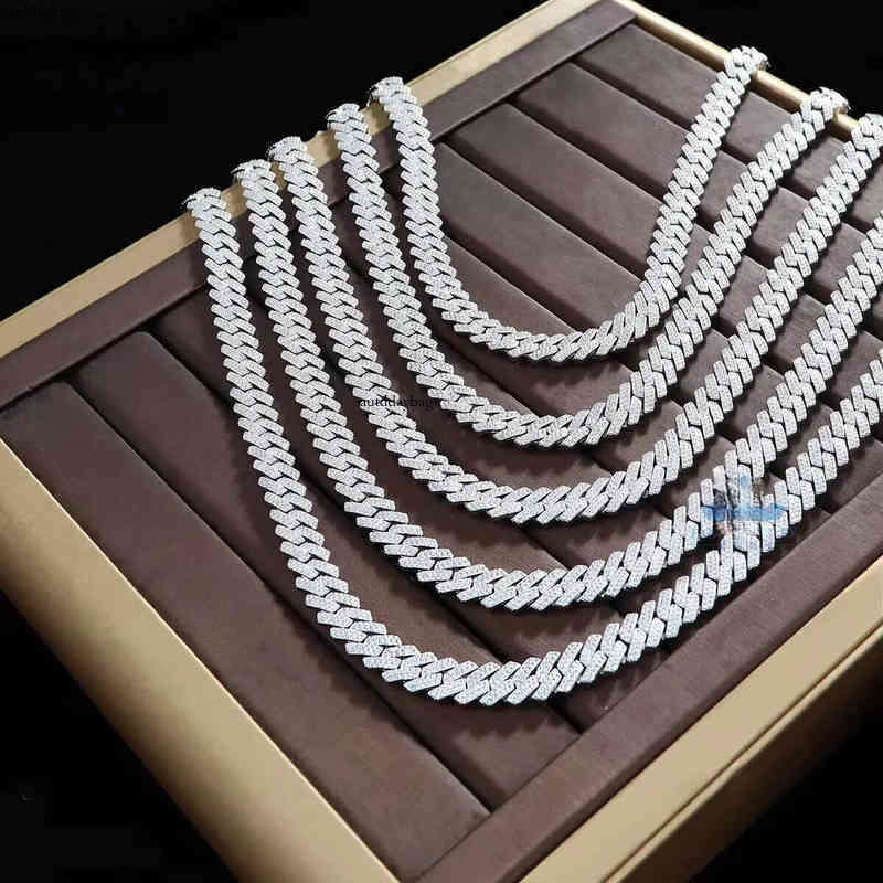 S Prong Chain 6mm -18mm Moissanite Cuban Link Chains 12mm Iced Out Vvs Dias Necklace Sier