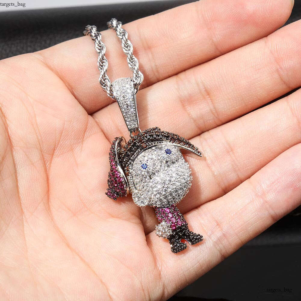 Anime Family Mart Main Timmy Cartoon Character Pendant Full Moissanite chain Personality Hip-Hop Necklace Jewelry