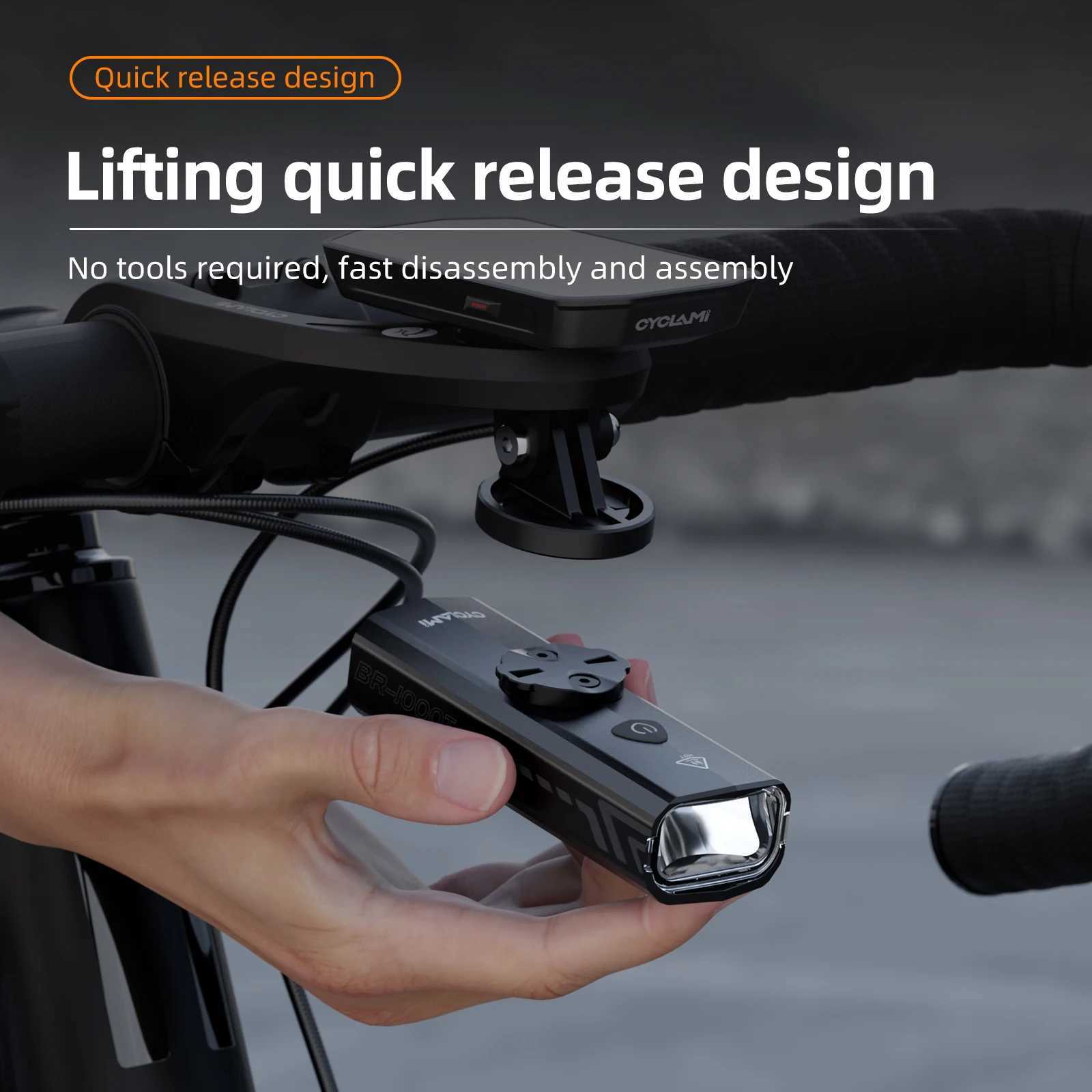 CYCLAMI Bike Front Light IPX6 Type-C Rechargeable Aluminum Bicycle Hanging Light 1000LM Headlight LED Flashlight Z250809