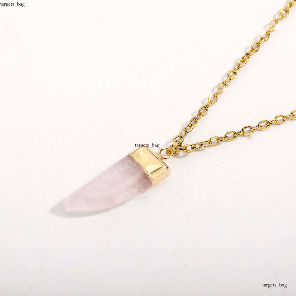Agate Moon Natural Wolf Tooth Pendant Crystal Raw Stone Necklace