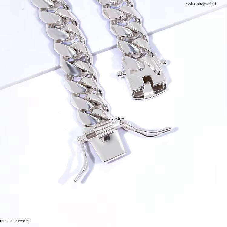 Simple Design Sterling Gold Plated 12mm Wide Sier Cuban Chain Bracelet Hip Hop Jewelry Necklace for Men Women
