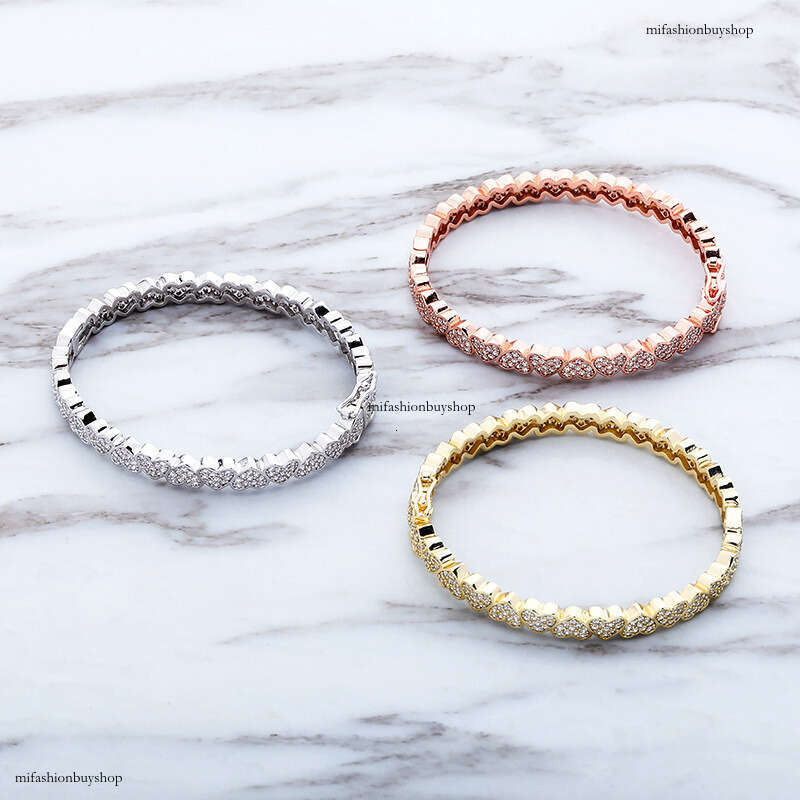INS Women's Heart Full Dia Bracelet New Fashion Simple Hip-hop Trendy Versatile Style