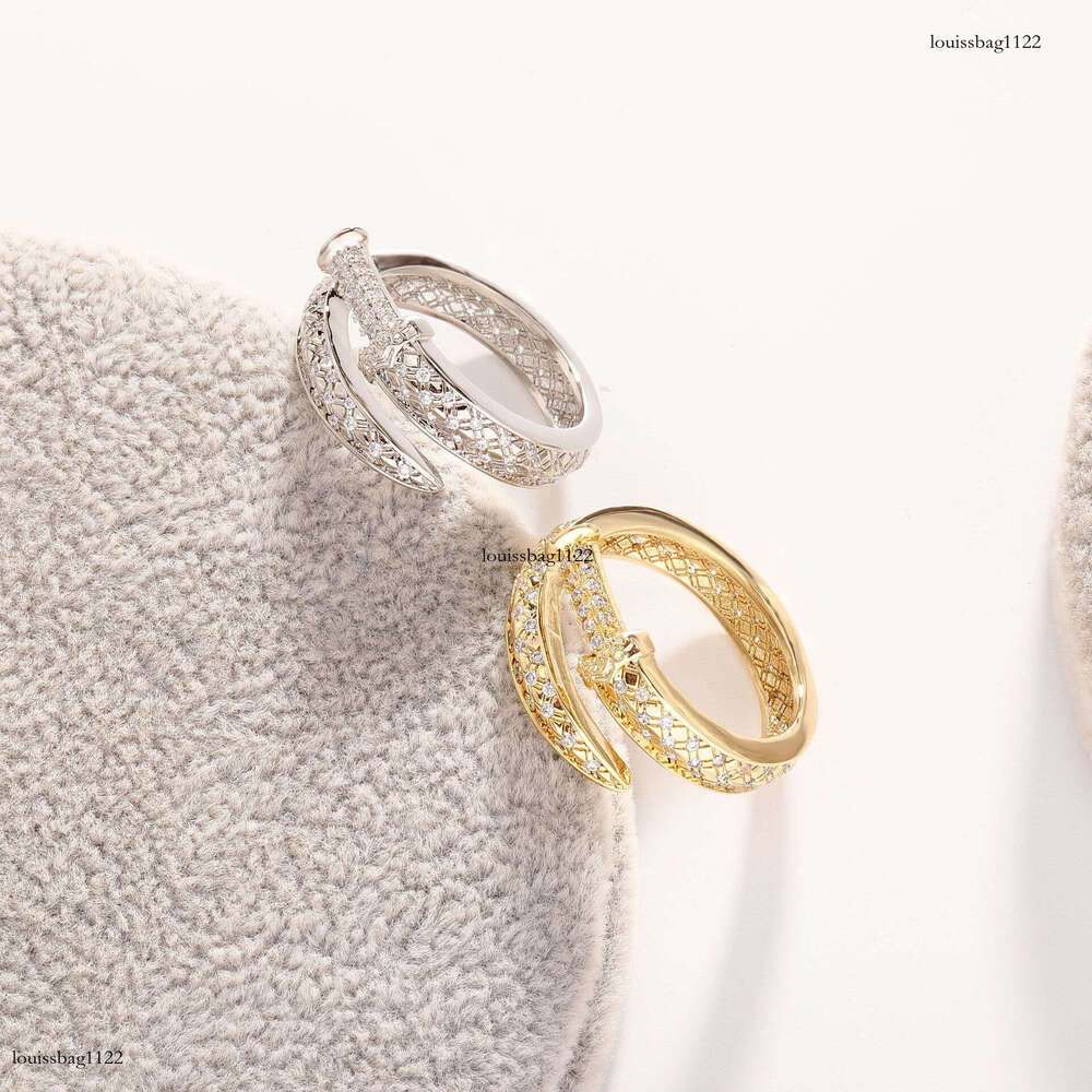 New Versatile Open Diamond Live Personality Design Sword of Justice Ring Earrings Couple Gift