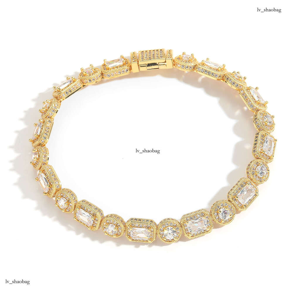 8mm Round Rock Candy Chain Bracelet T Square Zircon Creative Niche Men's Hip-Hop Trendy Jewelry