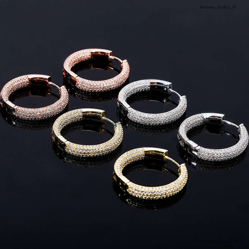 New Men and Women Full Zircon Real Plated Hip Hop Trendy Earrings Gold Jewelry