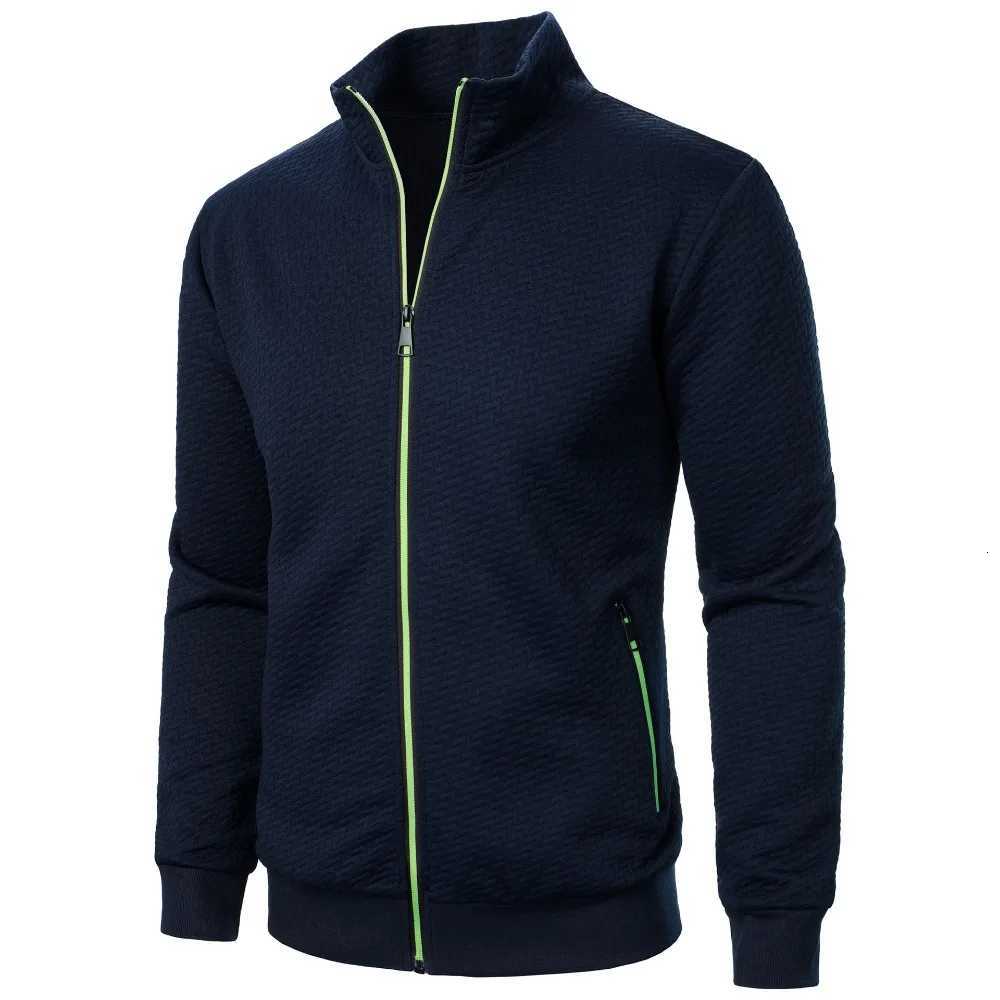 New Spring Autumn Zipper Stand Collar Hoodie Coat Mens Casual Jacquard Cardigan Sweatshirts Jackets for Men Contrast Color W250809