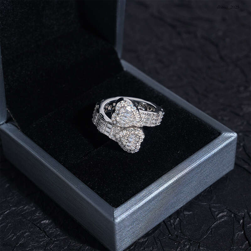 ICED OUT Hot New Sterling Silver Moissanite Heart Shape Best Selling High Quality Ring