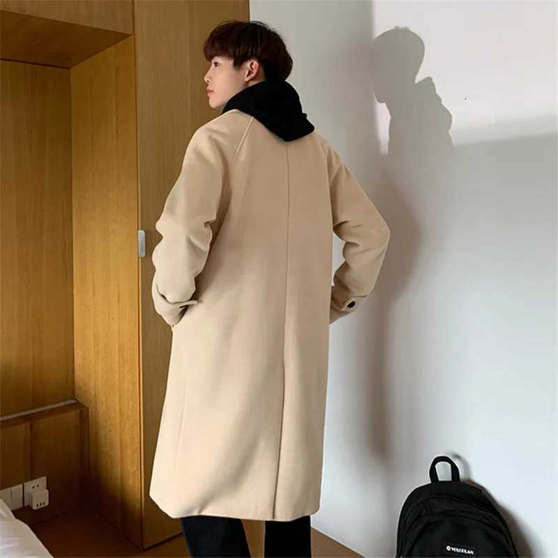2025 Men Korean Fashion Winter Jacket Coats Wool Coat Mens Oversized Harajuku Overcoat Male Japanese Streetwear Jackets XJ250809