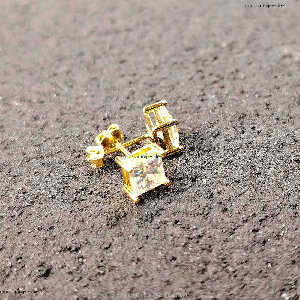 Pass Dia Tester 1.2 CT VVS Moissanite Prince Cut D Color with GRA Stud Sier Fine Jewelry Earring for Men Women