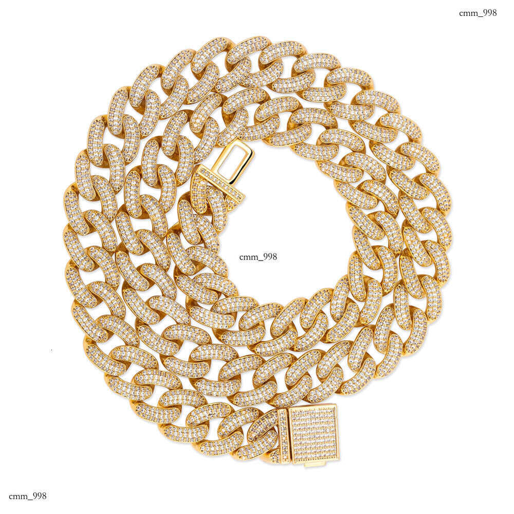 Men's Necklace 14mm Full Dia Cuban Chain Hip-Hop Bracelet Accessory