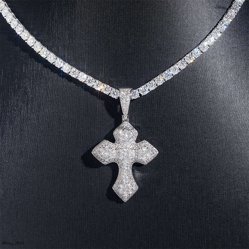 Micro-inlaid Moissanite chain Cross Pendant Hip Hop Fashion Versatile Men's Necklace Accessory 111