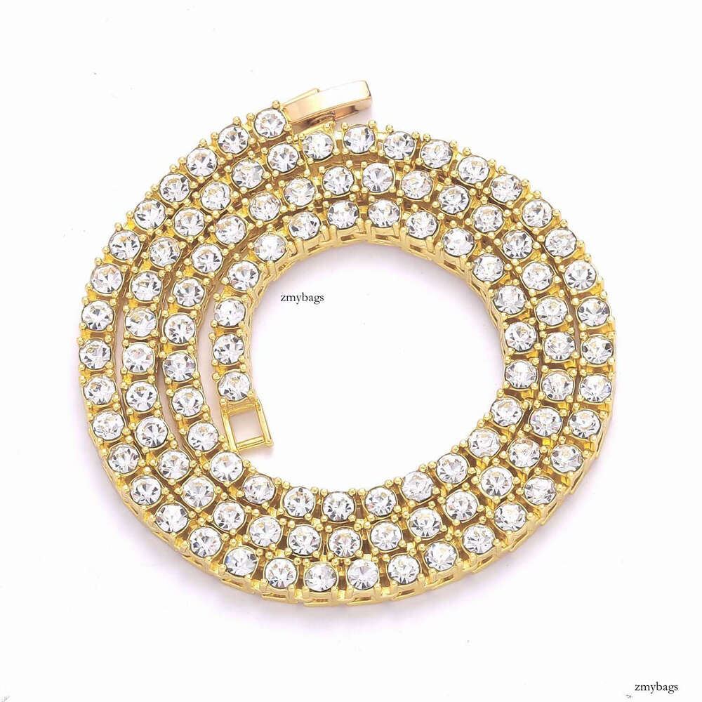 3mm 4mm 5mm 6mm Alloy Rhinestone Row Tennis Chain Personality Hip Hop Necklace