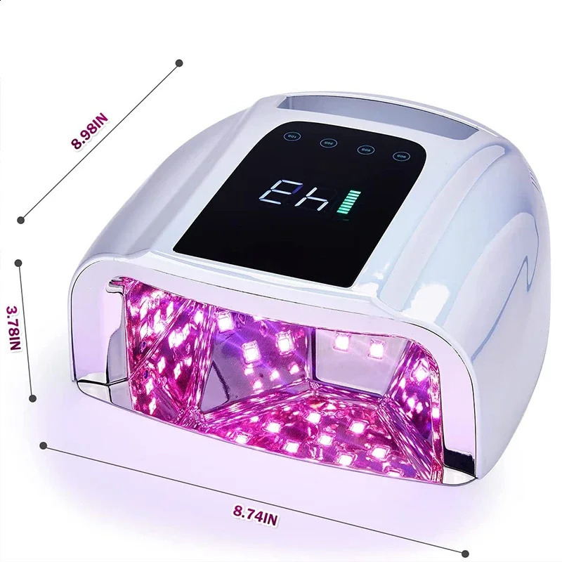 96W Mirror Reflective Nail Lamp with Metal Pad Cordless Manicure Dryer Wireless UV Light for Nails Rechargeable Nail UV LED Lamp 250814