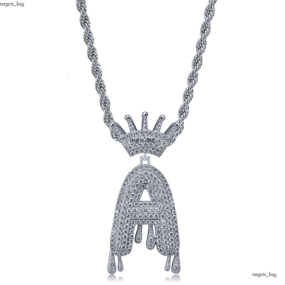 Crown English Letter Hip-Hop Micro-Paved Moissanite chain Trendy Necklace Pendant New Arrival