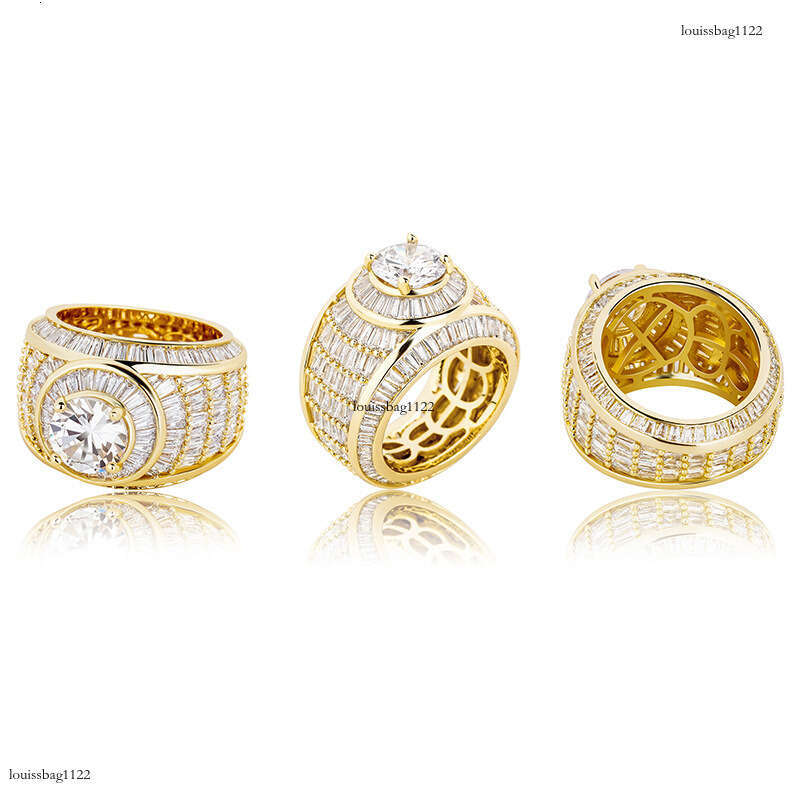 New Full Zircon Cluster Shape Jewelry Hip-Hop Trendy Men's Ring Bling