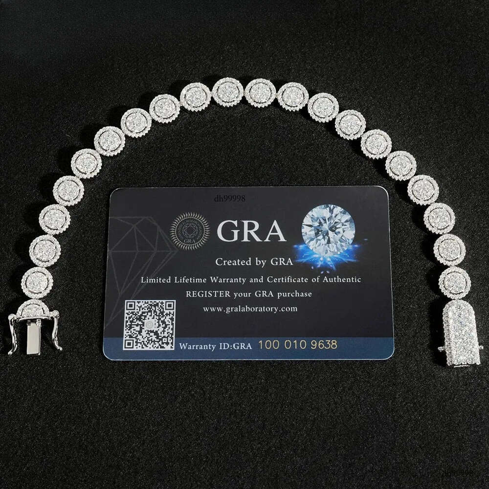 10mm Moissanite Round Cuban Bracelet Necklace S Sier Iced Out For Men Women Hip Hop Jewelry Pass Dias Tester With GRA
