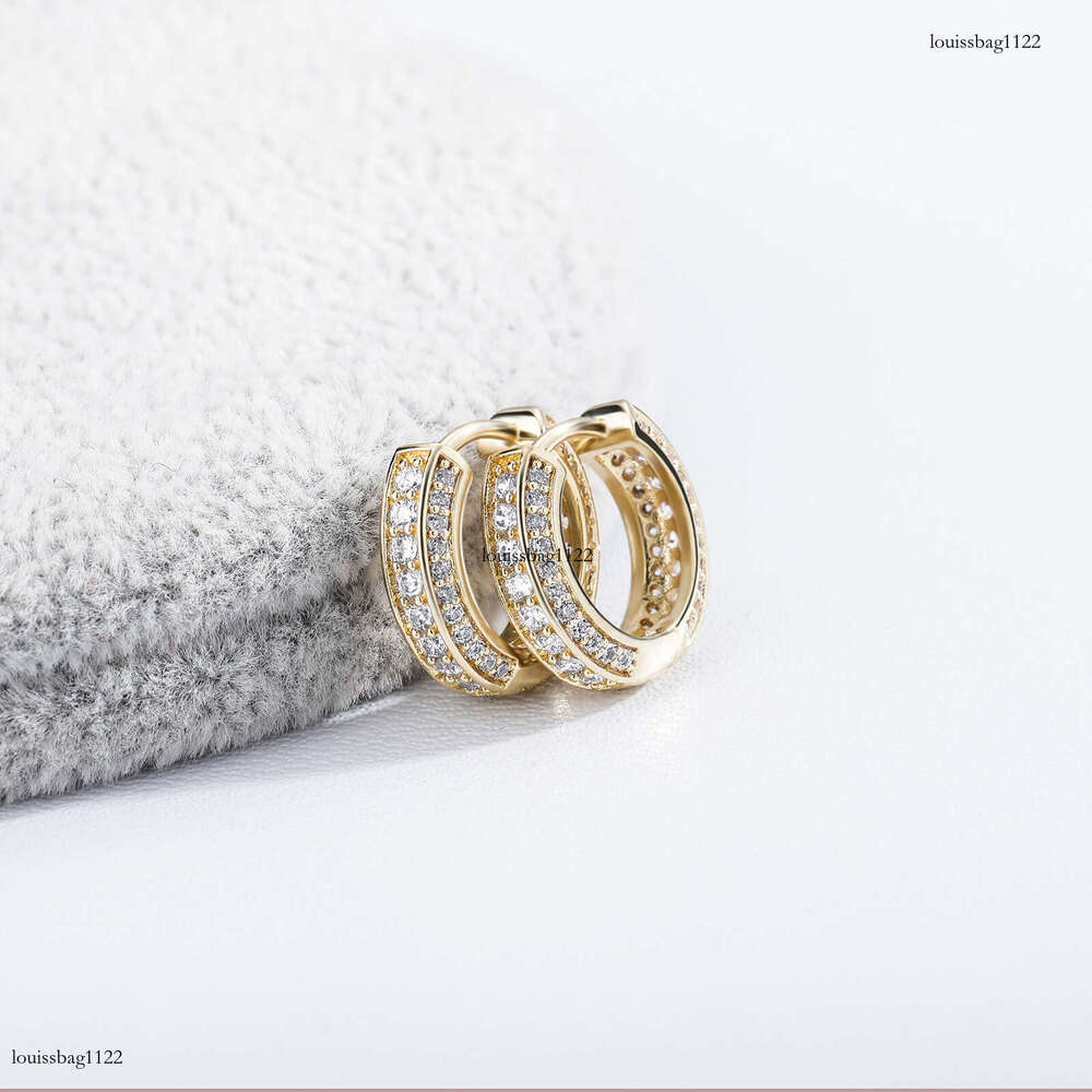 Hip Hop Three Row Zircon Round Unisex Personality Simple Stud Earrings Jewelry