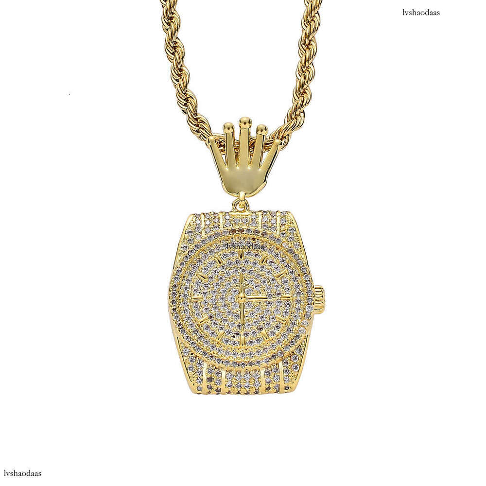 Necklace Men Personality Moissanite chain Dial Watch Clock Men's Jewelry Hip Hop Pendant