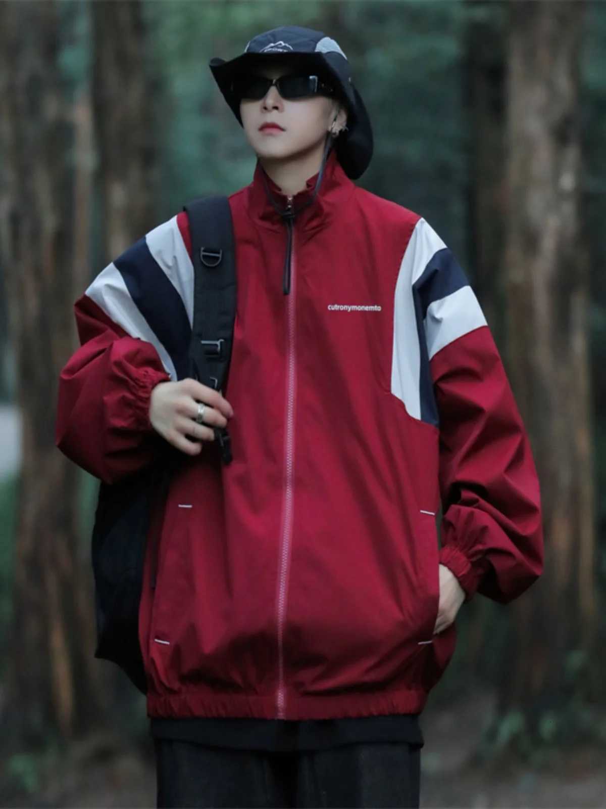 Japanese Color-blocking Jacket Mens Spring and Autumn Outdoor Functional Mountaineering Suit Trendy Loose Couple Work Jacket W250809