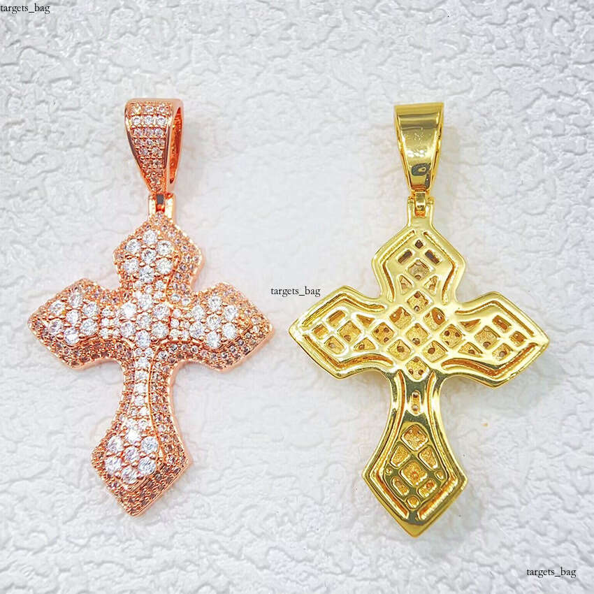Personalized Full Sterling Silver Inlaid Moissanite chain Cross Hip Hop Jewelry Unisex Necklace Pendant