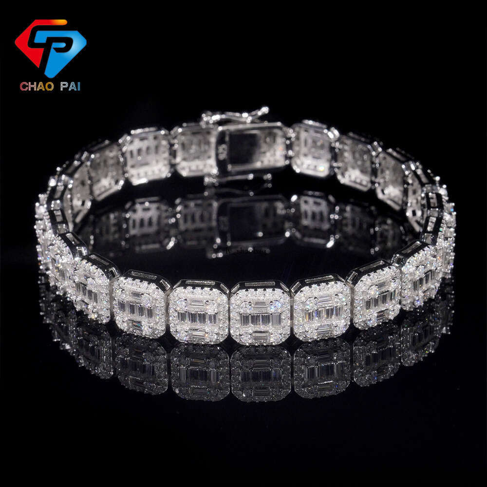 Zuanfa New 10mm Square Sier Moissanite Full Inlay Trendy Brand Bracelet Accessories Special