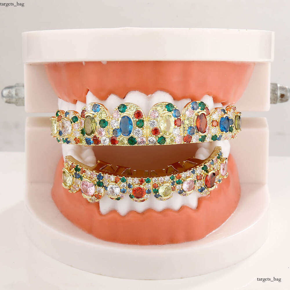 Colorful Fashion Men's Rap Gold Teeth GRILLZ Christmas Zircon Grillz