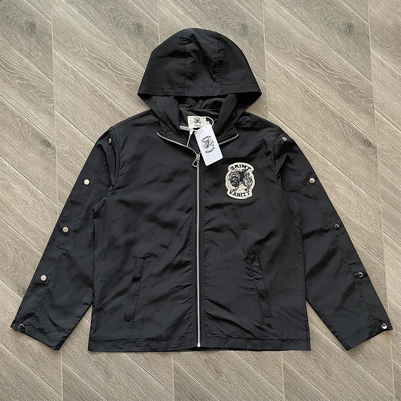 SAINT VANITY Embroidered willow nail sports style casual trench coat 250805