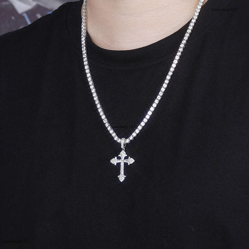 Unique Cross Pendant Full Moissanite chain Temu Necklace Jewelry