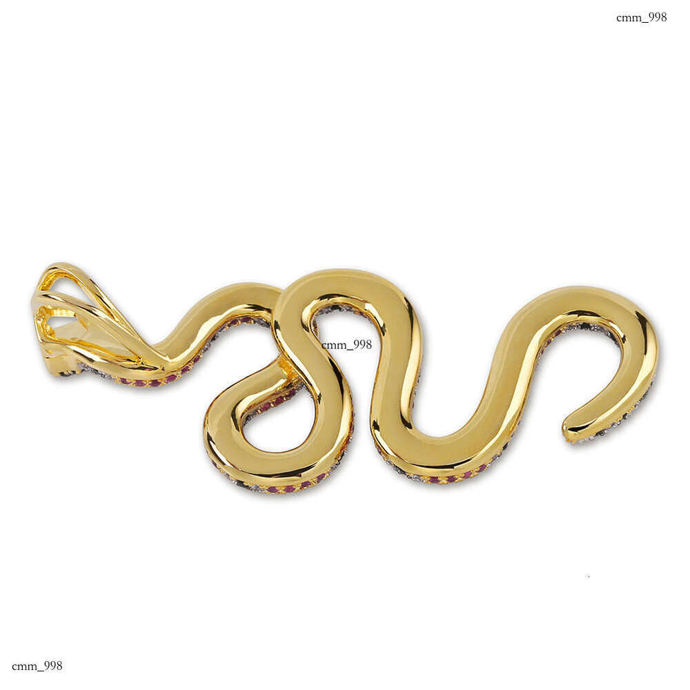 Ins New Hip-Hop Hot Micro-Paved Moissanite chain Colorful Large Snake Pendant Trendy Personality Gold Jewelry