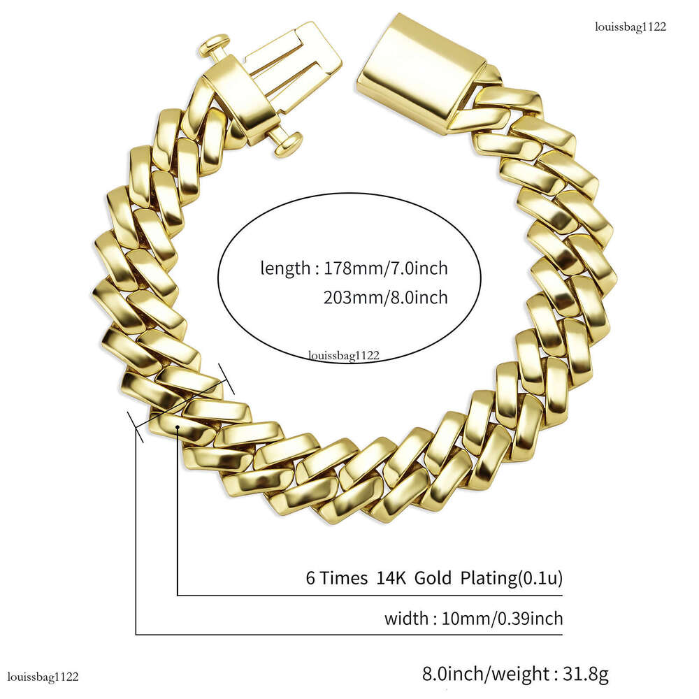 10/12/18mm Dia Chain Smooth Surface Unisex Cuban Necklace Hip Hop Personality Trendy Bracelet