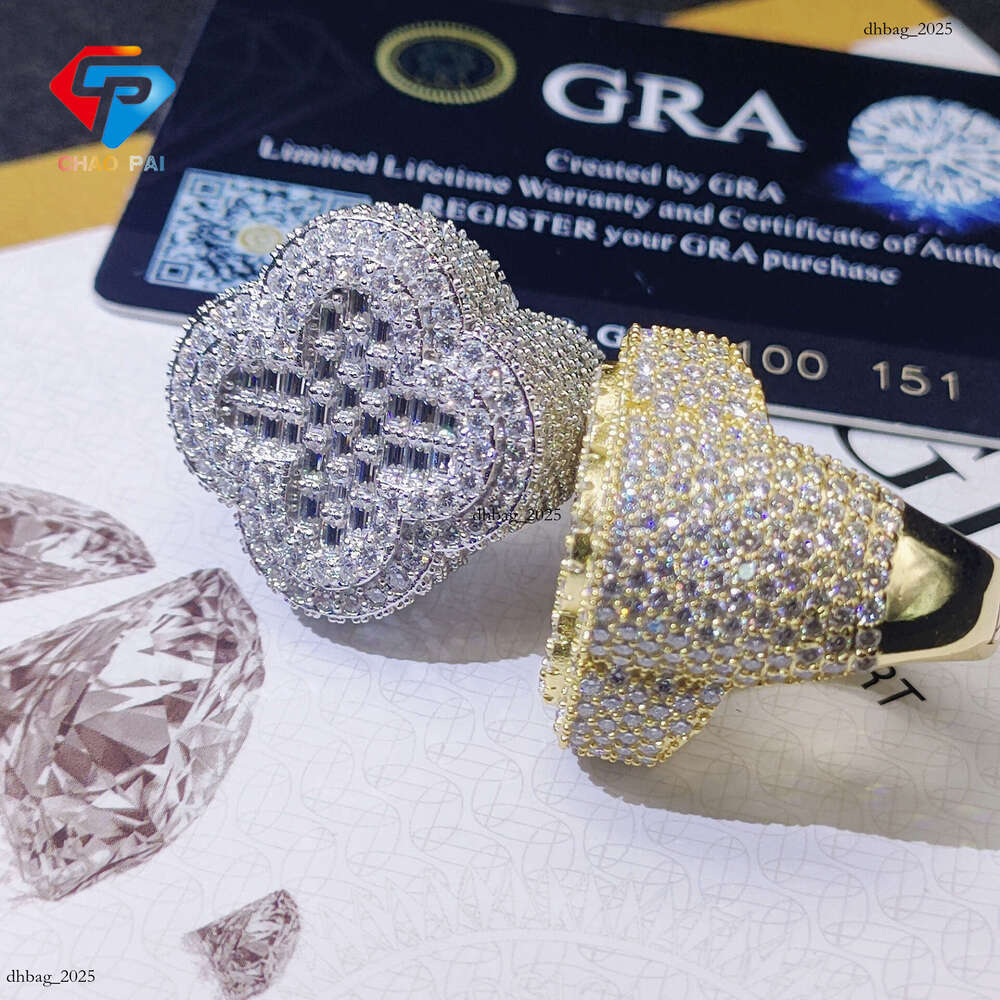 ICED OUT Hot-Selling Silver Inlaid Moissanite Hip-Hop Trendy Fashion Versatile Ring