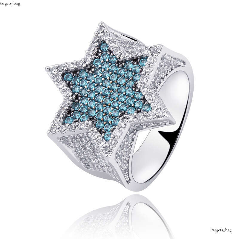 Hip Hop Jewelry Zircon Pentagram Cuban Trendy Fashion Personality Men's Ring