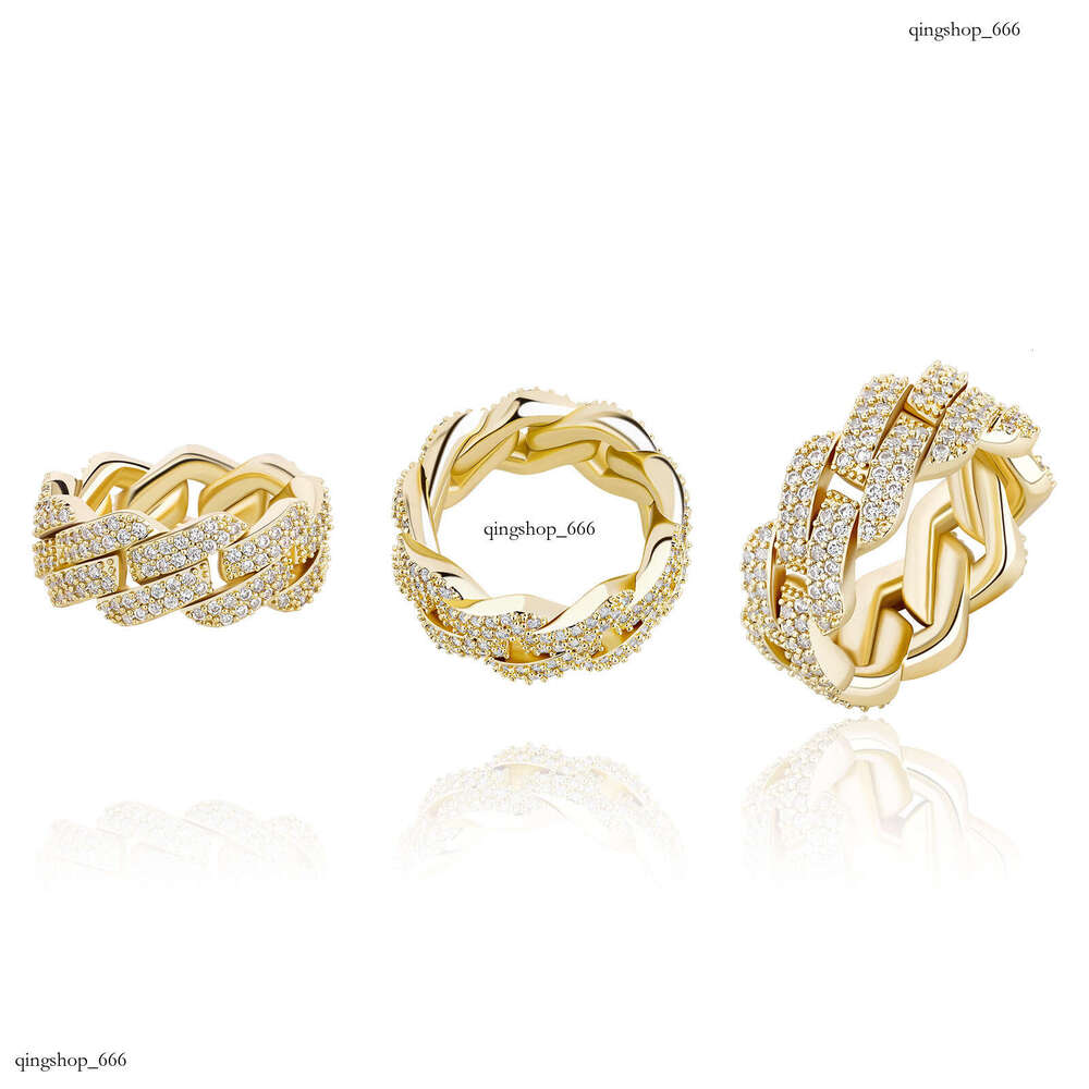 New Hip-Hop Style Diamond-Shaped Cuban Full Diamond Unisex Personality Versatile Index Finger Ring Jewelry