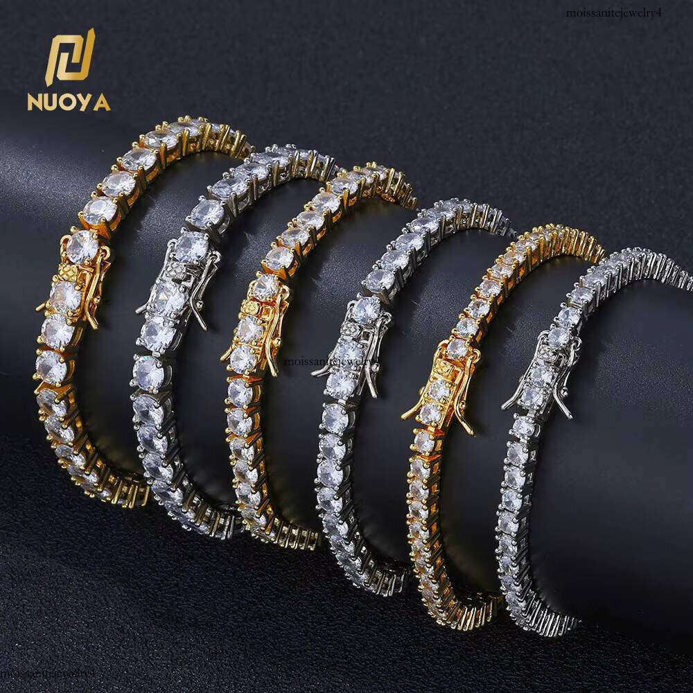 NUOYA Fine Jewelry VVS Moissanite Women's 6mm Sterling Sier Iced Out Dia Tennis Chain Necklace for Gift