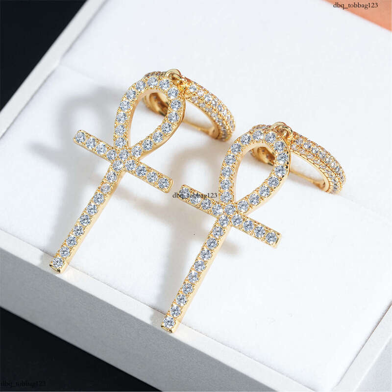 ICED OUT INS Style Cross Men's Hip Hop Earrings Fashion Street Hiphop Studs